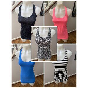 Lululemon Size 4 Lot Bundle of 5 Cool Racerback Tank Tops Multicolored Printed